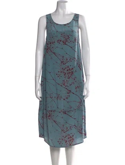 Pre-owned Caron Callahan Printed Midi Length Dress In Blue