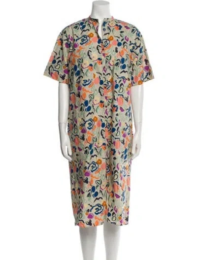Pre-owned Caron Callahan Printed Midi Length Dress In Neutral