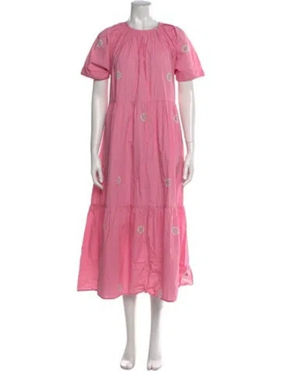 Pre-owned Caron Callahan Printed Midi Length Dress In Pink