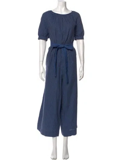 Pre-owned Caron Callahan Scoop Neck Jumpsuit In Blue