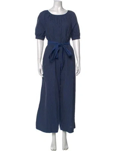 Pre-owned Caron Callahan Scoop Neck Jumpsuit In Blue