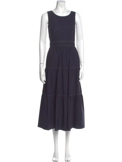 Pre-owned Caron Callahan Scoop Neck Long Dress In Blue