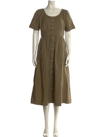 Pre-owned Caron Callahan Scoop Neck Long Dress In Green