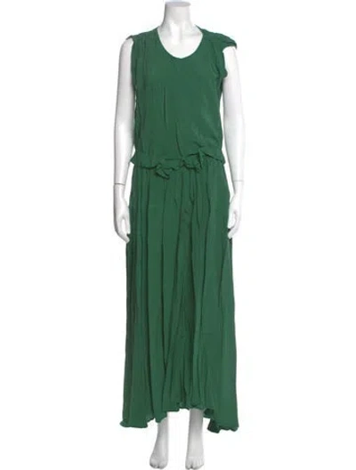 Pre-owned Caron Callahan Scoop Neck Long Dress In Green