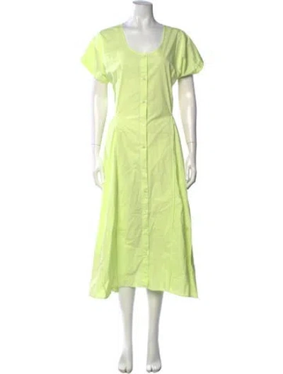 Pre-owned Caron Callahan Scoop Neck Midi Length Dress In Green