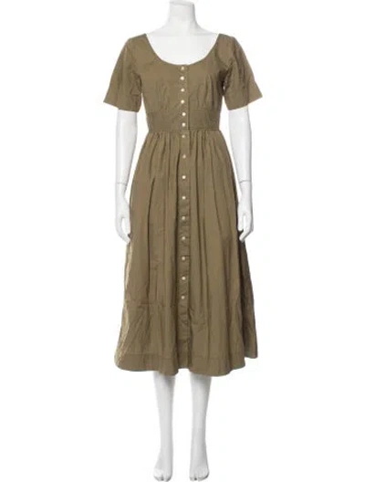 Pre-owned Caron Callahan Scoop Neck Midi Length Dress In Green