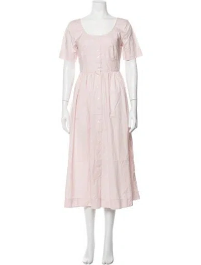 Pre-owned Caron Callahan Scoop Neck Midi Length Dress In Pink