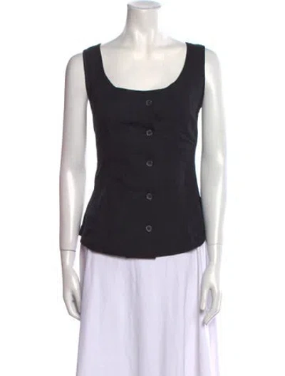 Pre-owned Caron Callahan Scoop Neck Sleeveless Top In Black