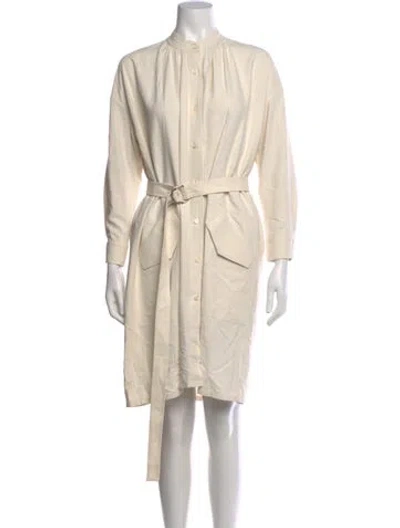 Pre-owned Caron Callahan Silk Knee-length Dress In Neutrals
