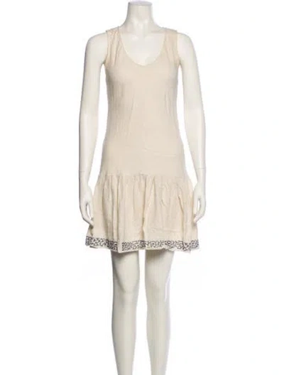 Pre-owned Caron Callahan Silk Mini Dress In Neutral