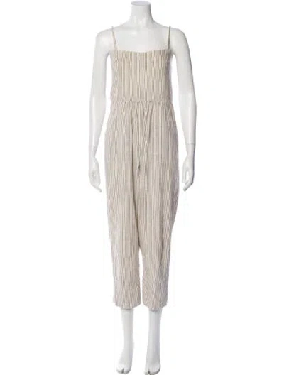Pre-owned Caron Callahan Square Neckline Jumpsuit In Neutral