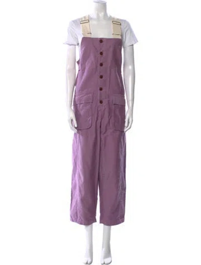 Pre-owned Caron Callahan Square Neckline Jumpsuit W/ Tags In Purple