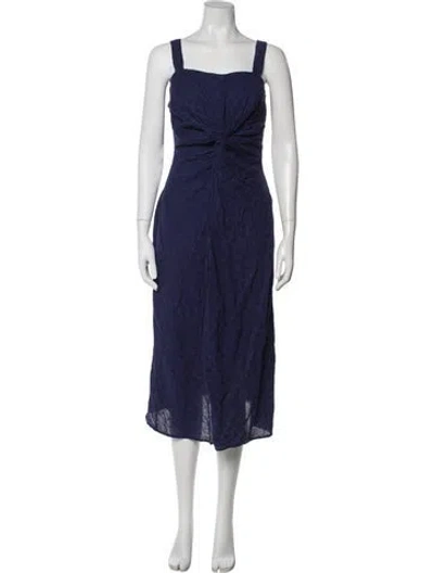Pre-owned Caron Callahan Square Neckline Long Dress In Blue