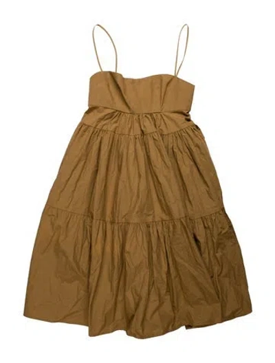 Pre-owned Caron Callahan Square Neckline Mini Dress In Brown