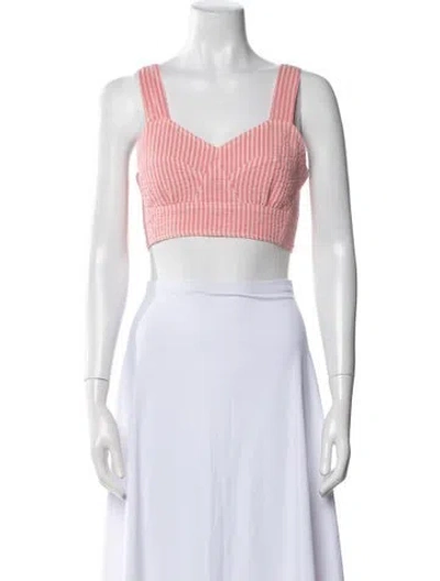Pre-owned Caron Callahan Square Neckline Sleeveless Crop Top In Pink