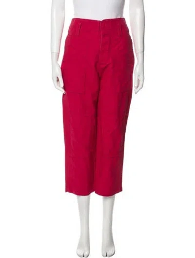 Pre-owned Caron Callahan Straight Leg Pants In Red