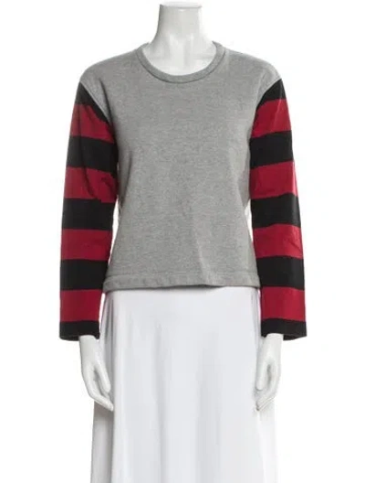 Pre-owned Caron Callahan Striped Crew Neck Sweatshirt In Gray