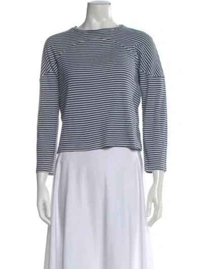 Pre-owned Caron Callahan Striped Crew Neck Top In Black