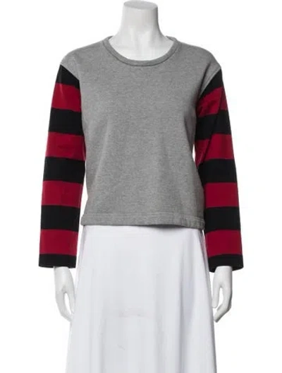 Pre-owned Caron Callahan Striped Crew Neck Top In Gray