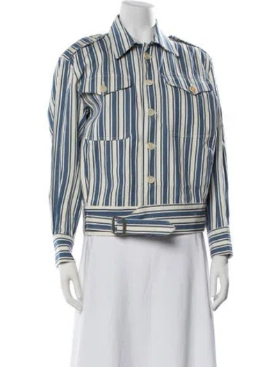 Pre-owned Caron Callahan Striped Jacket In Blue