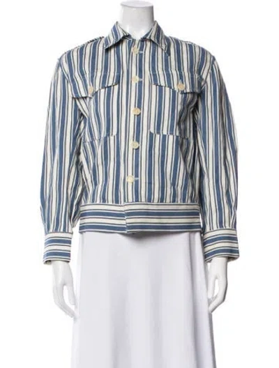 Pre-owned Caron Callahan Striped Jacket In Blue