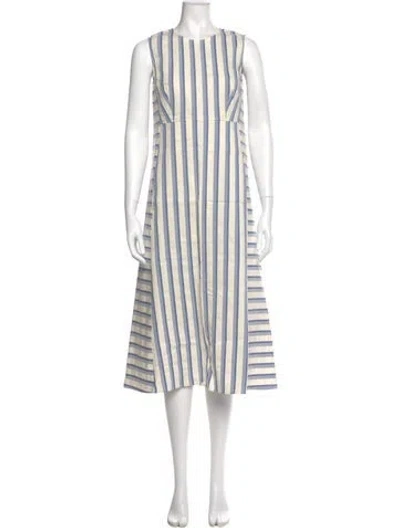 Pre-owned Caron Callahan Striped Long Dress In Neutral