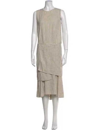 Pre-owned Caron Callahan Striped Midi Length Dress