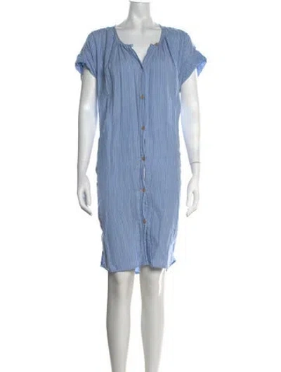 Pre-owned Caron Callahan Striped Midi Length Dress In Blue