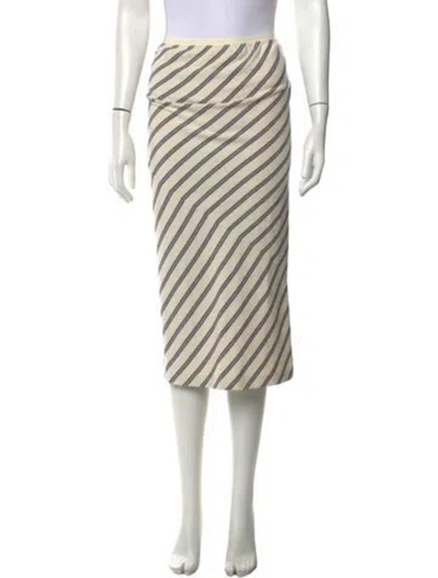 Pre-owned Caron Callahan Striped Midi Length Skirt In Neutrals