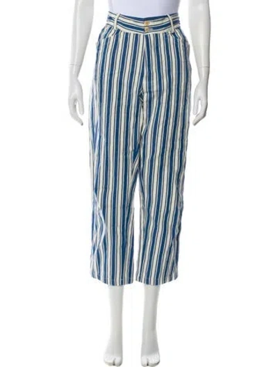 Pre-owned Caron Callahan Striped Straight Leg Pants In Multi