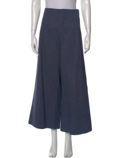 Pre-owned Caron Callahan Striped Wide Leg Pants In Blue
