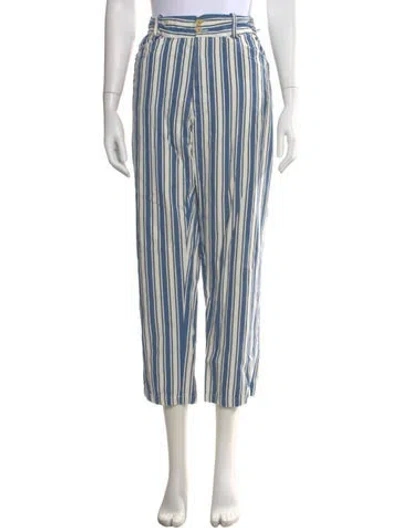 Pre-owned Caron Callahan Striped Wide Leg Pants In Blue