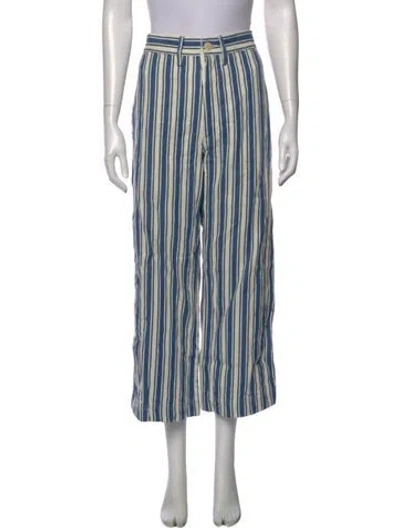 Pre-owned Caron Callahan Striped Wide Leg Pants In Blue