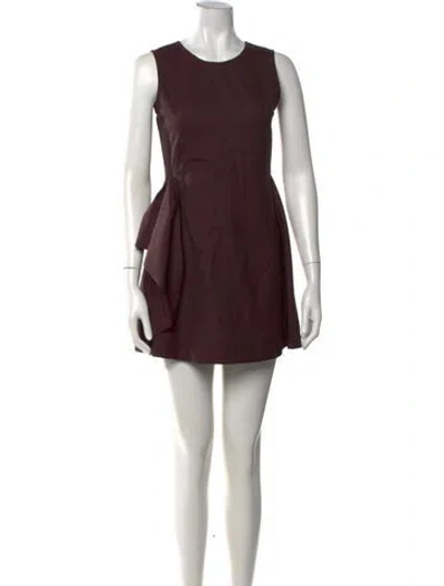 Pre-owned Caron Callahan Virgin Wool Mini Dress In Burgundy