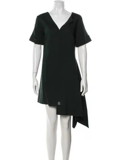 Pre-owned Caron Callahan V-neck Mini Dress In Green