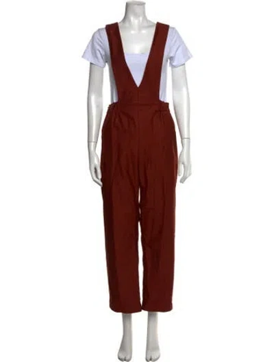 Pre-owned Caron Callahan V-neck Overalls In Brown