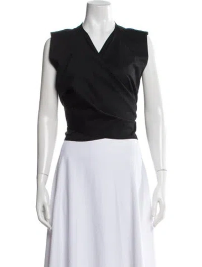 Pre-owned Caron Callahan V-neck Sleeveless Top In Black