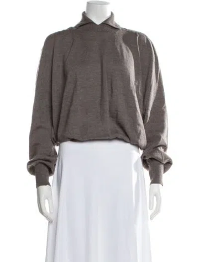 Pre-owned Caron Callahan Wool Mock Neck Sweater In Multi