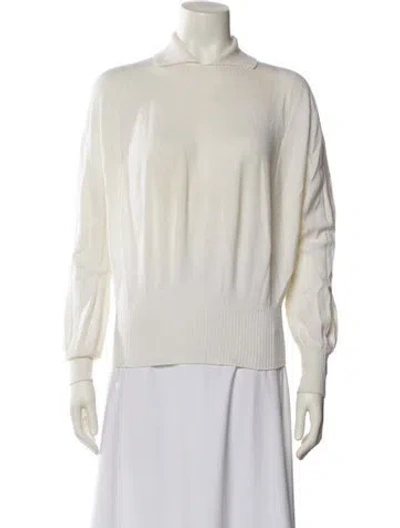 Pre-owned Caron Callahan Wool Mock Neck Sweatshirt In Neutral