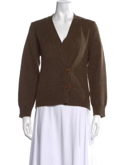 Pre-owned Caron Callahan Wool V-neck Sweater In Brown