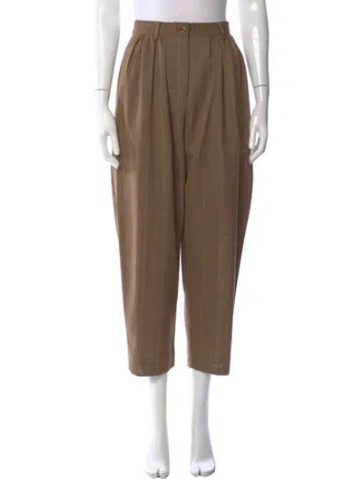 Pre-owned Caron Callahan Wool Wide Leg Pants In Brown