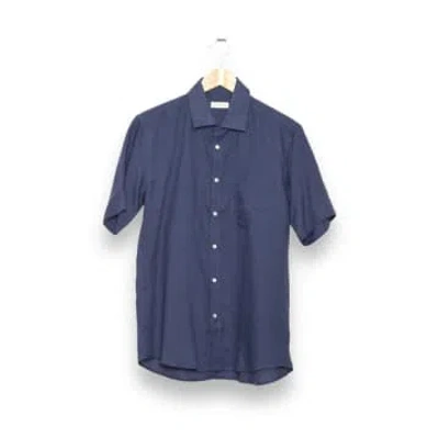 Carpasus Shirt Linen Short Lido Navy In Blue