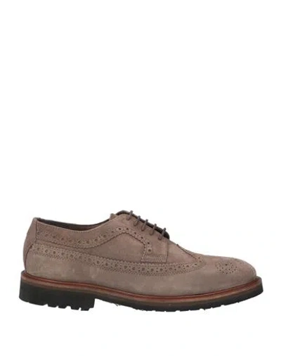 Carpe Diem Man Lace-up Shoes Taupe Size 9 Leather In Grey
