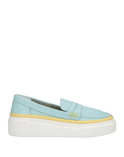 Carpe Diem Woman Loafers Turquoise Size 8 Leather In Blue