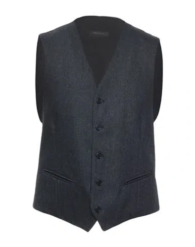 Carracci Man Tailored Vest Blue Size 38 Virgin Wool, Polyamide