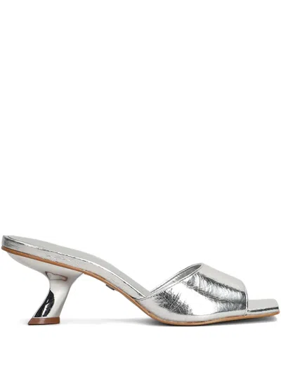 Carrano 70mm Leather Mules In Silver