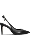 Carrano 87mm Charm Leather Slingback Pumps In Black