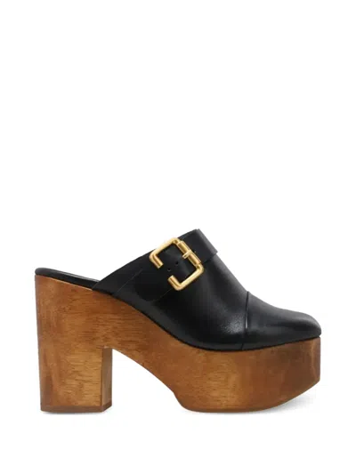 Carrano Buckle-detail Platform Mules In Black