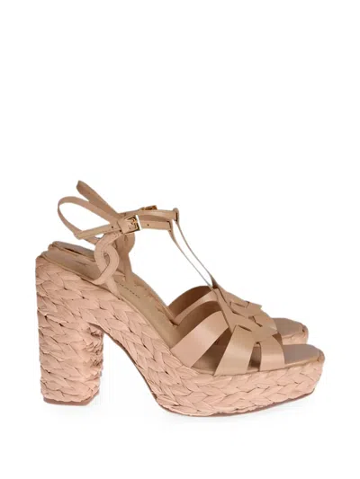 Carrano Cage-construction T-bar Sandals In Neutral
