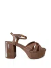 Carrano Crinkled-effect Platform Sandals In Brown